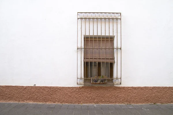 Finestra tipica spagnola, casa bianca — Foto Stock