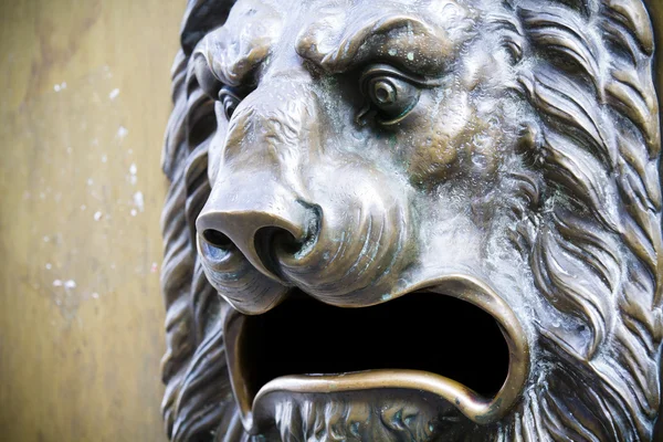 Aslan başı, bronz heykel — Stok fotoğraf