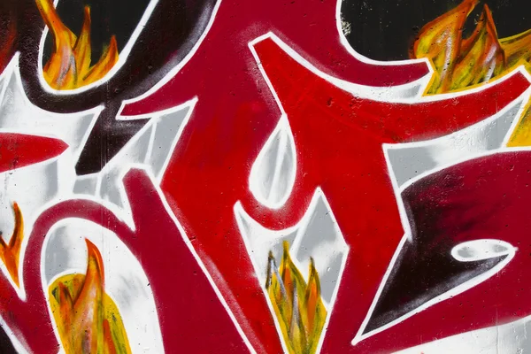 Tűz, szegmens, Street Art, Madrid, Spanyolország — Stock Fotó