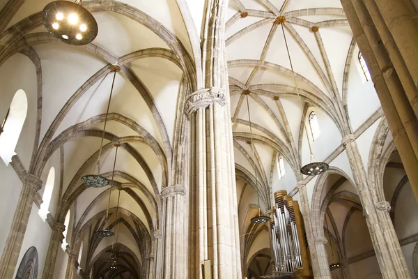 Sloupce uvnitř majestátní katedrála, Španělsko — Stock fotografie