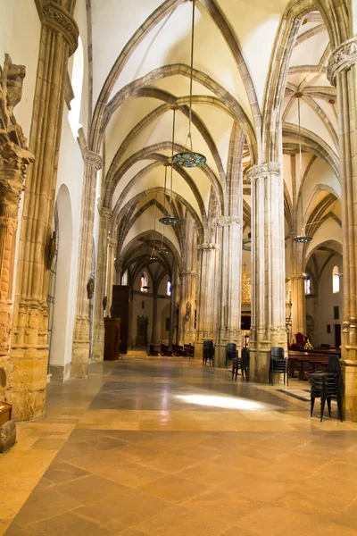 大教堂的教堂中殿，空间与哥特式风格的列 — 图库照片