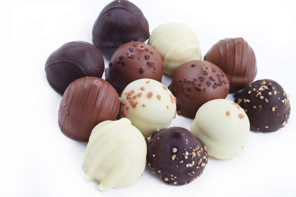 A collection of mixed chocolates and truffles