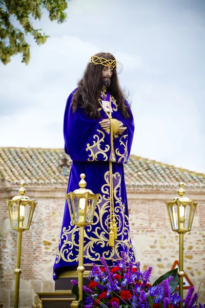 Spanish easter celebration procession of the christ of medinacel — Stock Photo, Image