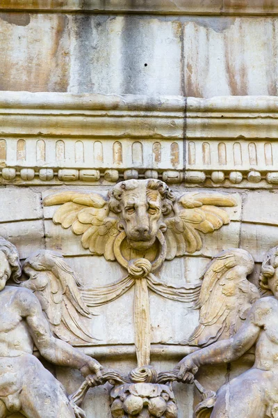 Lion head, facade of the University of Alcala de Henares, Madrid, Spain Stock Picture