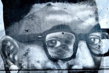 grafiti eski kirli duvarın üzerinden, urban hip hop arka plan gri metin