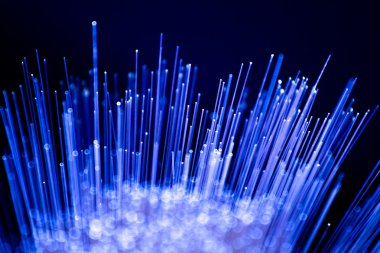 Fiber optics close-up, modern computer communication technology clipart