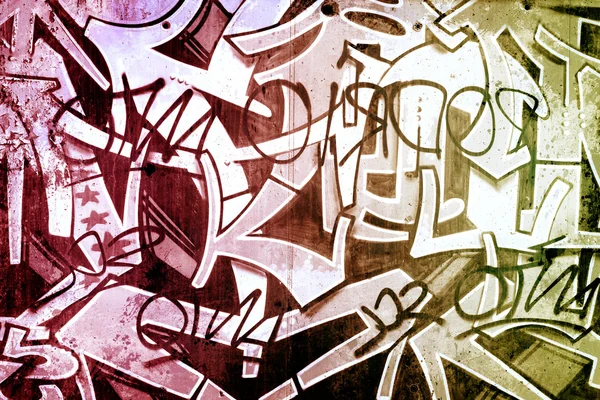 Graffiti over old dirty wall, urban hip hop background Gray text — Stock Photo, Image