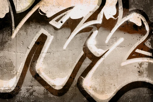 Graffiti su vecchio muro sporco, sfondo hip hop urbano Testo grigio — Foto Stock