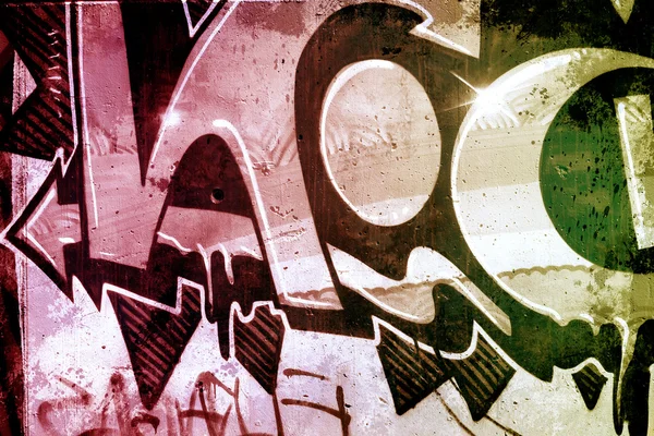Γκράφιτι πάνω από παλιό βρώμικο τοίχο, αστικές χιπ χοπ φόντο γκρι κείμενο — Φωτογραφία Αρχείου