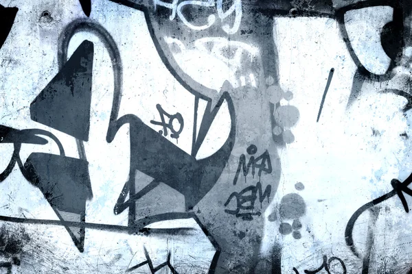 Graffiti su vecchio muro sporco, sfondo hip hop urbano Testo grigio — Foto Stock