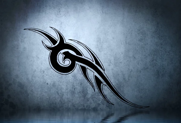 Hermoso dibujo tribal con reflejo de agua. Diseño de tatuaje terminado — Foto de Stock
