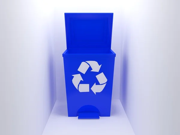 Recycle bin, blue — стоковое фото