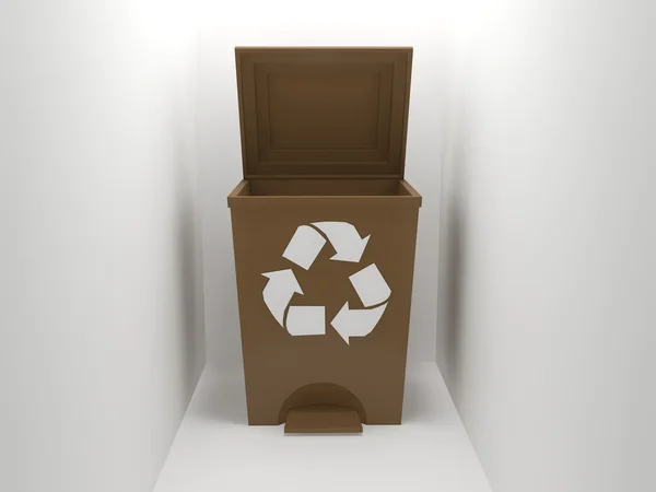 Papelera de reciclaje, marrón — Foto de Stock