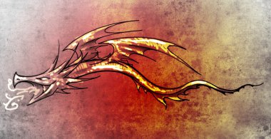 Sketch of tattoo art, stylish decorative dragon clipart