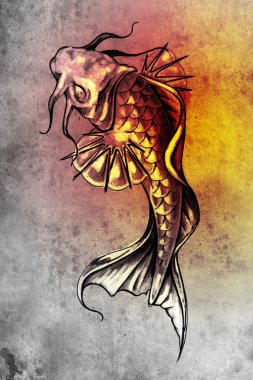 dövme sanatı, Japon balığı kroki