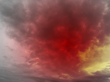 Red sky apocalyptic, end of the world concept, global warming clipart