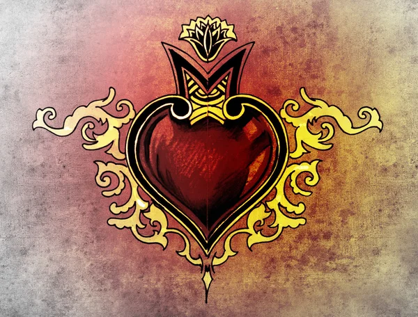 День Святого Валентина. Эскиз тату-искусства, племенного дизайна, сердца — стоковое фото