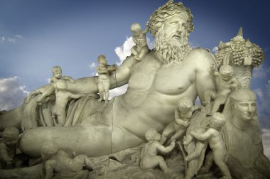 Sculpture of the god Zeus and his children, classic Greek art clipart