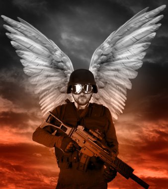 Dark angel with big wings, apocalipsis clipart