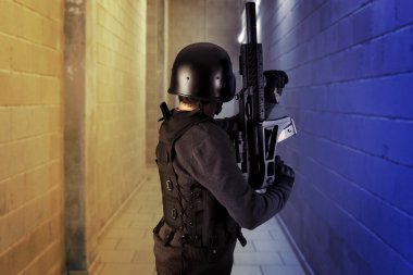 Airport security, armed police wearing bulletproof vests clipart