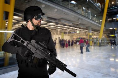 Defending the airports from terrorist attacks clipart