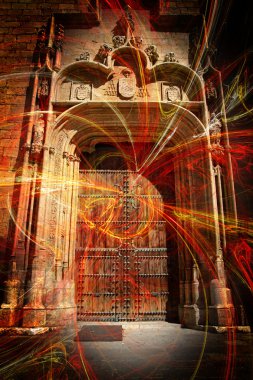 gizemli bir kapı bir katedral. kavramsal tasarım
