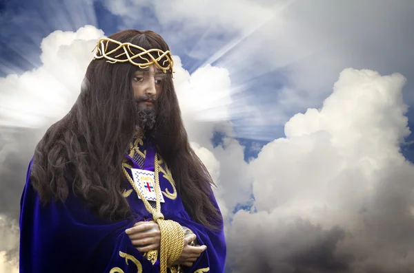 Bilden av jesus Kristus på botten av moln — Stockfoto