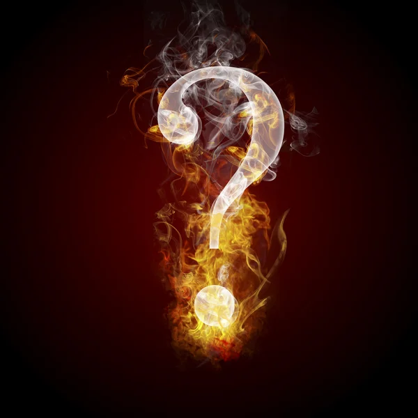 Question symbole brûlant, feu — Photo