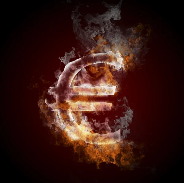 stock image Euro symbol burning, fire