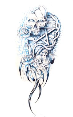 Sketch of tattoo art, monster clipart