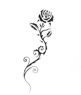 Sketch of tattoo art, black rose clipart