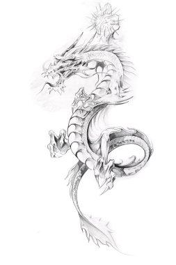 Tattoo art, sketch of a dragon clipart