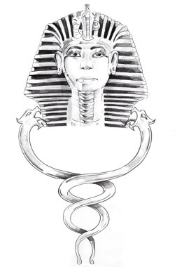 Tattoo art, sketch of a pharaoh mask clipart