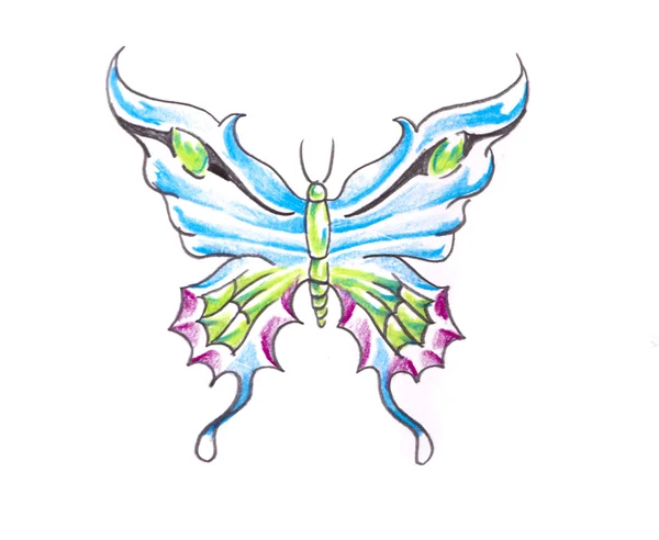 Arte del tatuaje, boceto de una mariposa —  Fotos de Stock