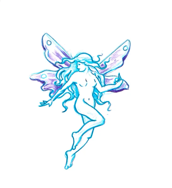 Tattoo art, sketch of a fairy — Stock Photo, Image