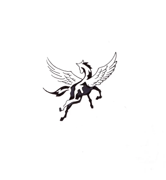 Desenho da arte da tatuagem, cavalo — Fotografia de Stock