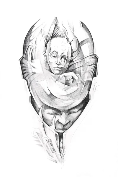 Sketch of tattoo art, monster — Stock Photo, Image