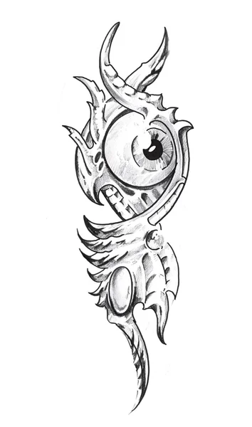 Sketch of tattoo art, mechanical eye — Stock Photo, Image