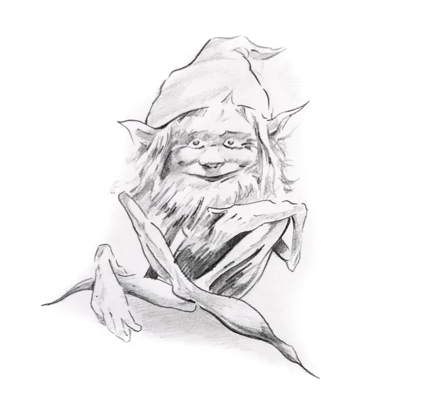 Sketch of tattoo art, gnome — Stock Photo, Image