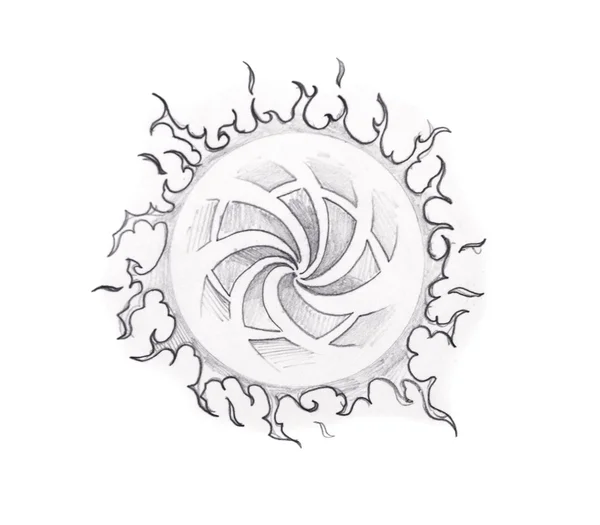 Sketch of tattoo art, tribal sun — Stock Photo, Image