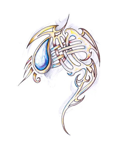 Sketch of tattoo art, tribal design — Stock Photo, Image