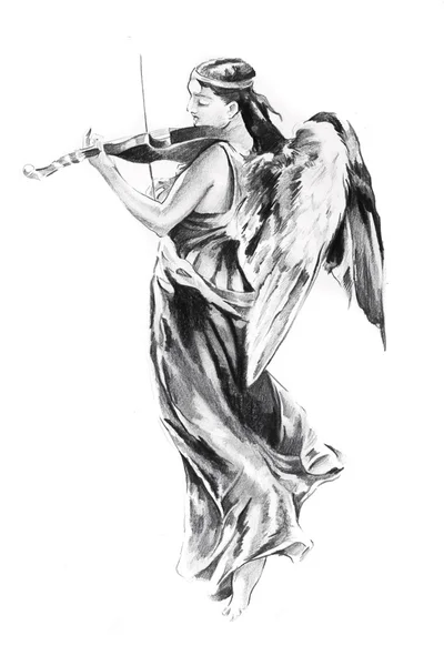 Desenho da arte da tatuagem, anjo — Fotografia de Stock