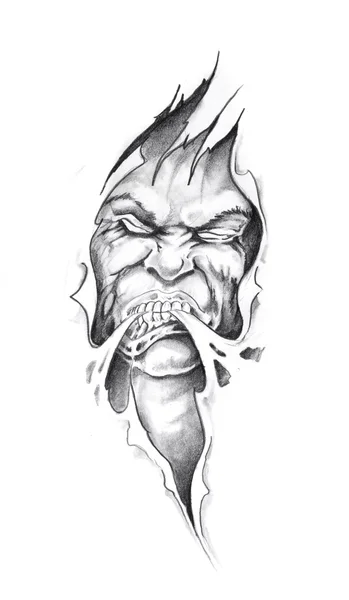 Szkic sztuki tatuażu, potwór — Zdjęcie stockowe