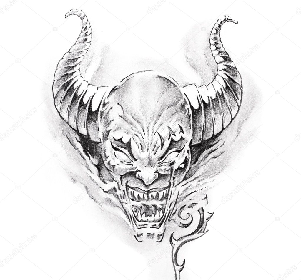 Tattoo art, sketch of a devil