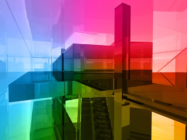 Conceptuele architectuur, open ruimte van kleuren — Stockfoto