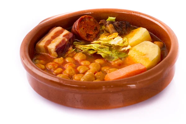 马德里西班牙食品陶罐上炖煮的食物 — 图库照片