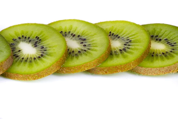 stock image Kiwi slices on white plate