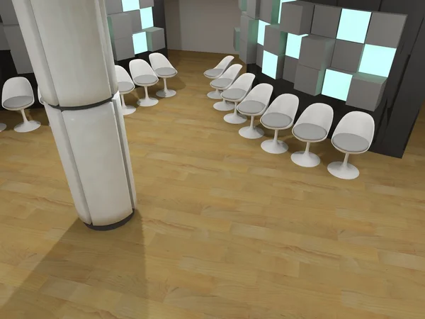 Sala d'attesa dell'ospedale, sedie bianche — Foto Stock