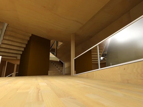 概念的なアーキテクチャ、屋内、木の部屋. — ストック写真