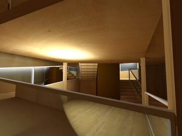 stock image Conceptual architecture, indoor, wood room.